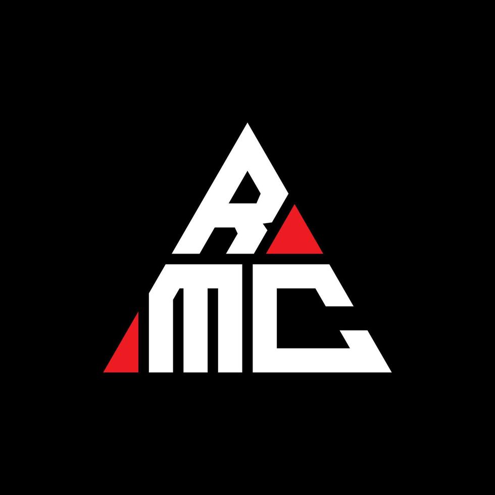 design de logotipo de letra triângulo rmc com forma de triângulo. monograma de design de logotipo de triângulo rmc. modelo de logotipo de vetor de triângulo rmc com cor vermelha. logotipo triangular rmc logotipo simples, elegante e luxuoso.