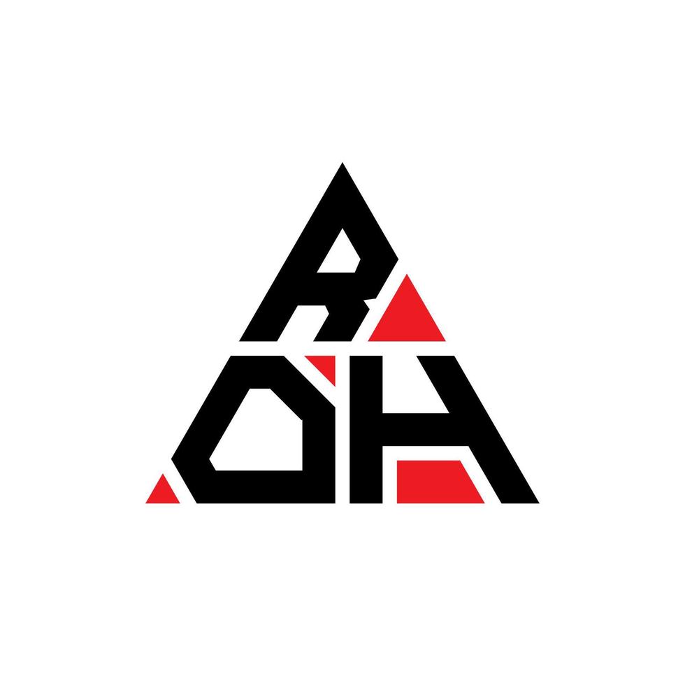 design de logotipo de carta triângulo roh com forma de triângulo. monograma de design de logotipo de triângulo roh. modelo de logotipo de vetor roh triângulo com cor vermelha. roh logotipo triangular logotipo simples, elegante e luxuoso.