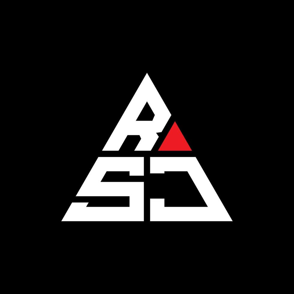 design de logotipo de letra triângulo rsj com forma de triângulo. monograma de design de logotipo de triângulo rsj. modelo de logotipo de vetor triângulo rsj com cor vermelha. rsj logotipo triangular logotipo simples, elegante e luxuoso.