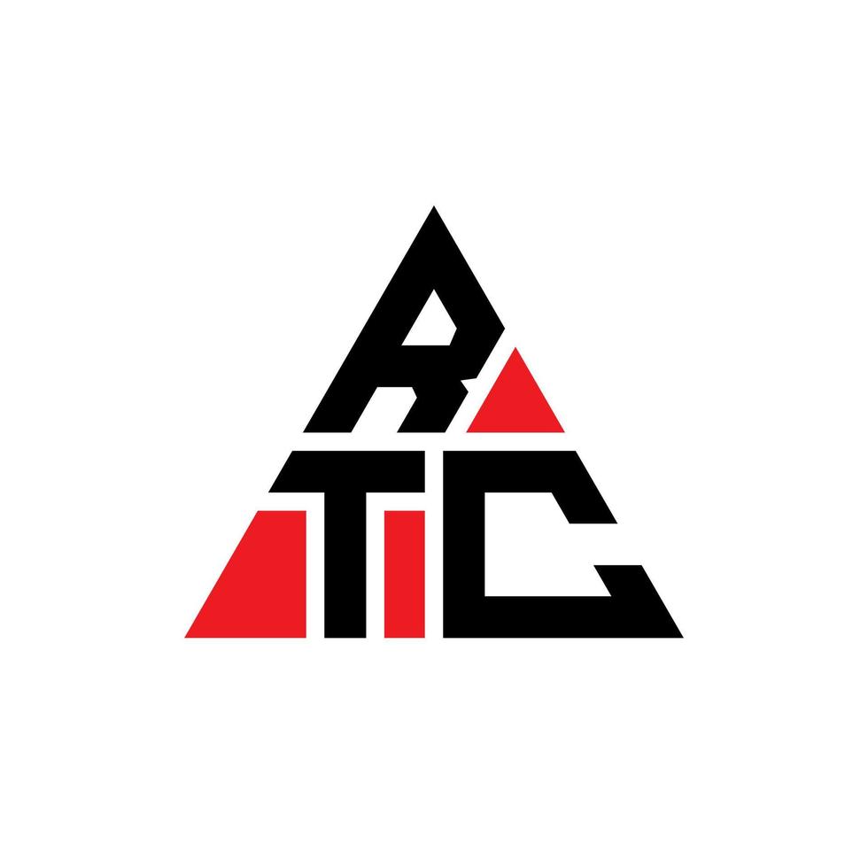 design de logotipo de letra triângulo rtc com forma de triângulo. monograma de design de logotipo de triângulo rtc. modelo de logotipo de vetor triângulo rtc com cor vermelha. logotipo triangular rtc logotipo simples, elegante e luxuoso.