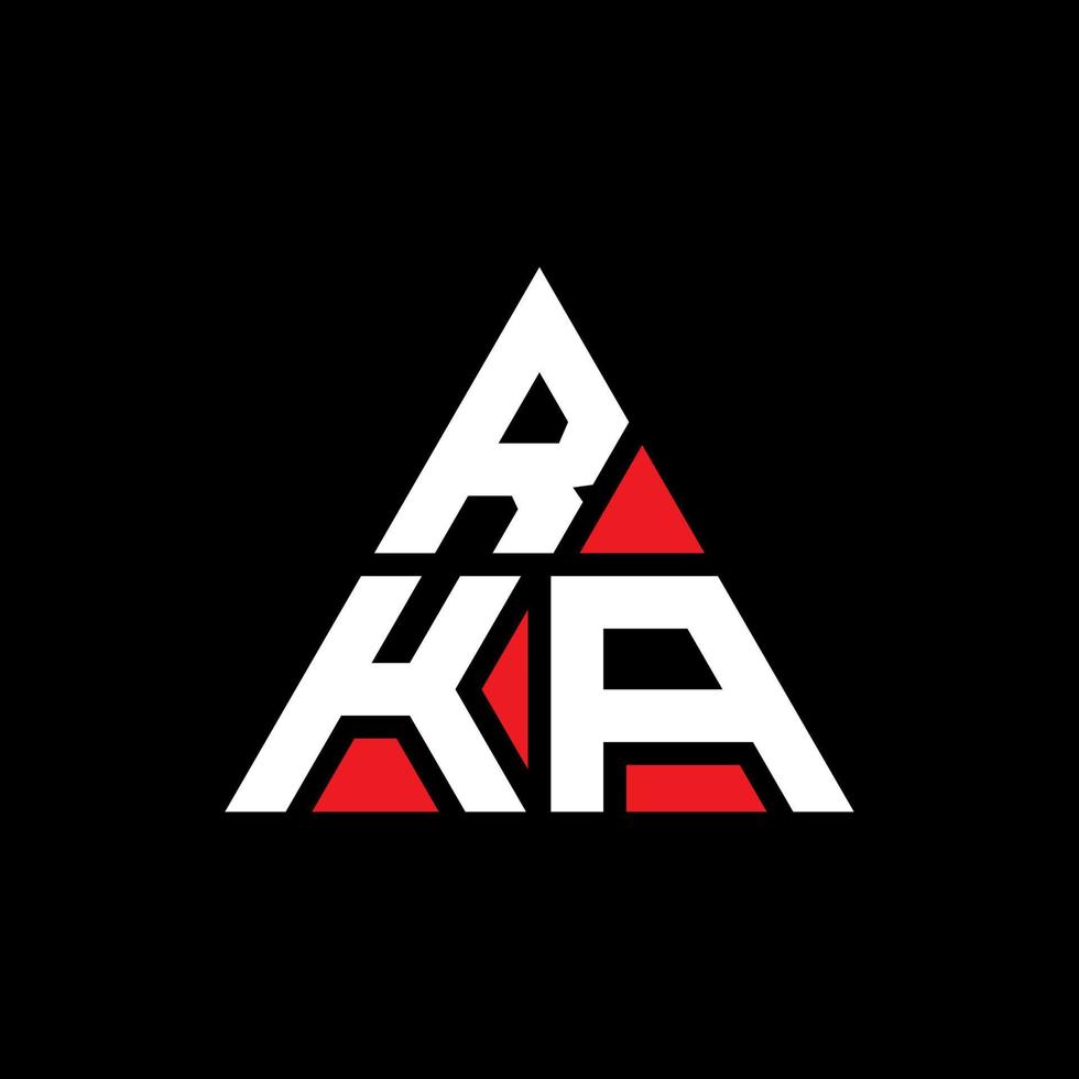 design de logotipo de letra triângulo rka com forma de triângulo. monograma de design de logotipo de triângulo rka. modelo de logotipo de vetor de triângulo rka com cor vermelha. rka logotipo triangular logotipo simples, elegante e luxuoso.