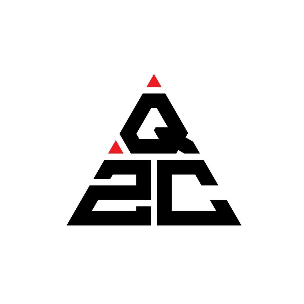 design de logotipo de letra de triângulo qzc com forma de triângulo. monograma de design de logotipo de triângulo qzc. modelo de logotipo de vetor de triângulo qzc com cor vermelha. logotipo triangular qzc logotipo simples, elegante e luxuoso.
