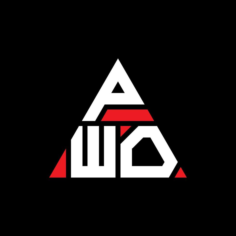 design de logotipo de letra triângulo pwo com forma de triângulo. monograma de design de logotipo de triângulo pwo. modelo de logotipo de vetor pwo triângulo com cor vermelha. logotipo triangular pwo logotipo simples, elegante e luxuoso.