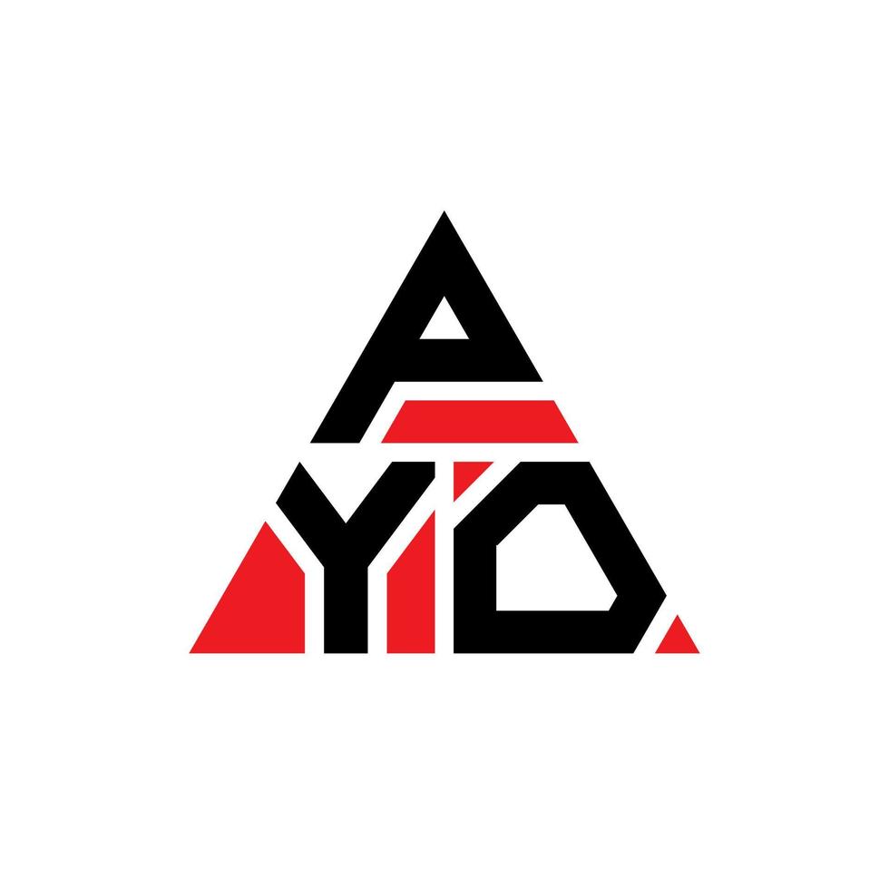 design de logotipo de letra de triângulo pyo com forma de triângulo. monograma de design de logotipo de triângulo pyo. modelo de logotipo de vetor de triângulo pyo com cor vermelha. logotipo triangular pyo logotipo simples, elegante e luxuoso.