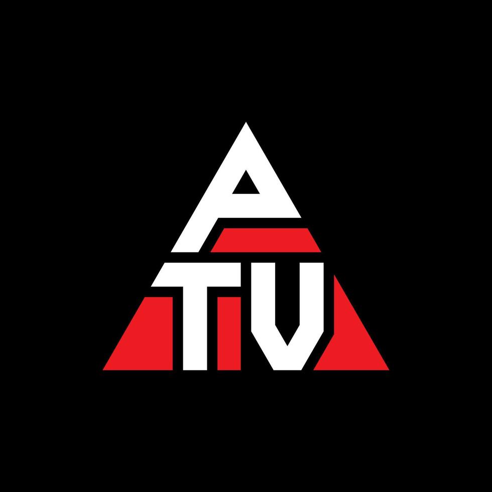 design de logotipo de letra de triângulo pTV com forma de triângulo. monograma de design de logotipo de triângulo pTV. modelo de logotipo de vetor de triângulo ptv com cor vermelha. logotipo triangular ptv logotipo simples, elegante e luxuoso.
