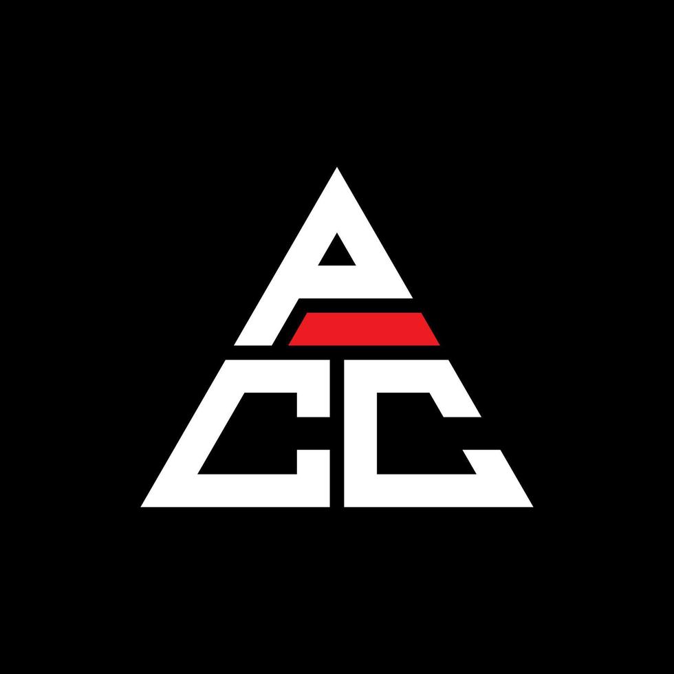 design de logotipo de letra de triângulo pcc com forma de triângulo. monograma de design de logotipo de triângulo pcc. modelo de logotipo de vetor de triângulo pcc com cor vermelha. logotipo triangular pcc logotipo simples, elegante e luxuoso.