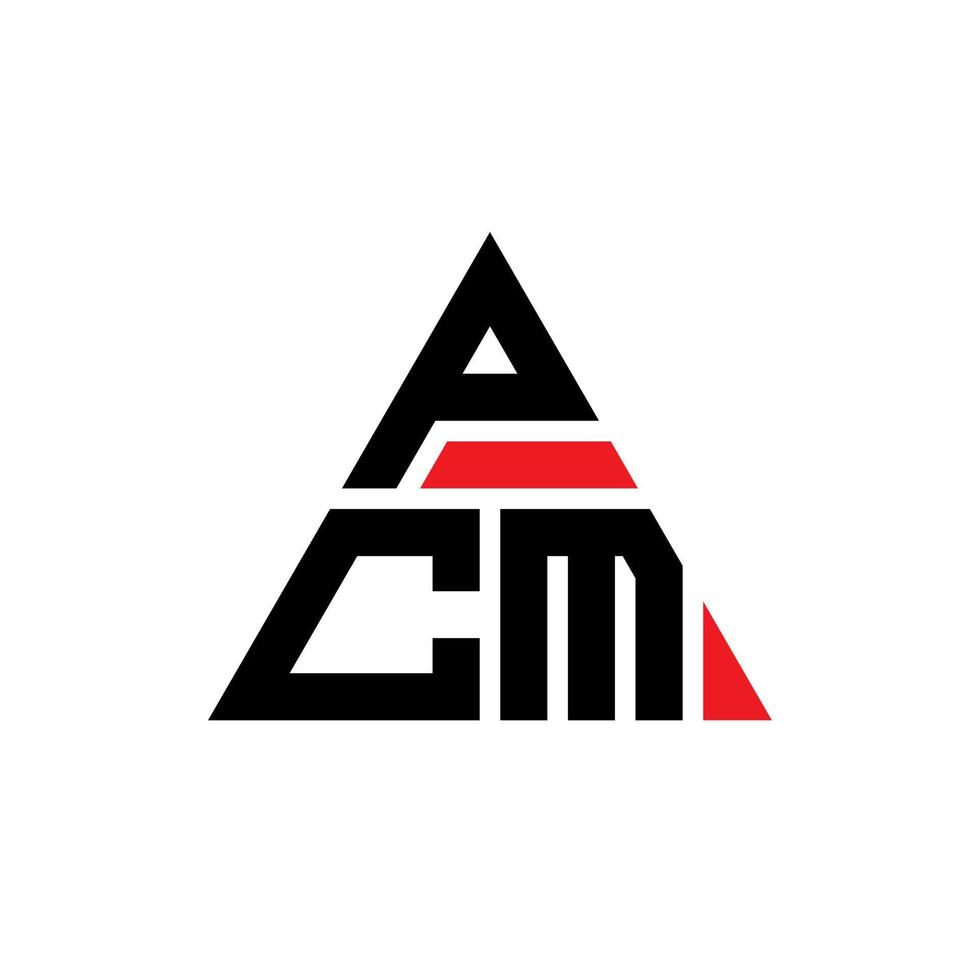 design de logotipo de letra de triângulo pcm com forma de triângulo. monograma de design de logotipo de triângulo pcm. modelo de logotipo de vetor de triângulo pcm com cor vermelha. logotipo triangular pcm logotipo simples, elegante e luxuoso.