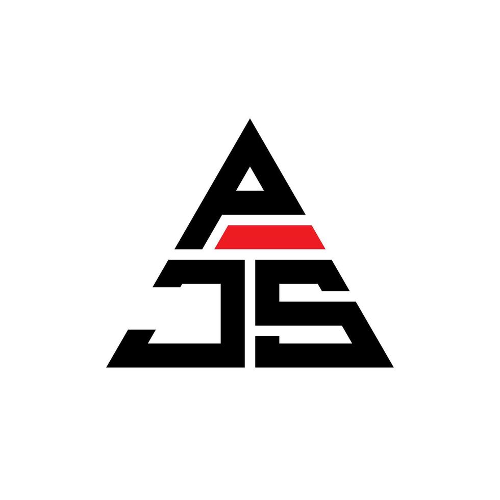 design de logotipo de letra triângulo pjs com forma de triângulo. monograma de design de logotipo de triângulo pjs. modelo de logotipo de vetor de triângulo pjs com cor vermelha. logotipo triangular pjs logotipo simples, elegante e luxuoso.