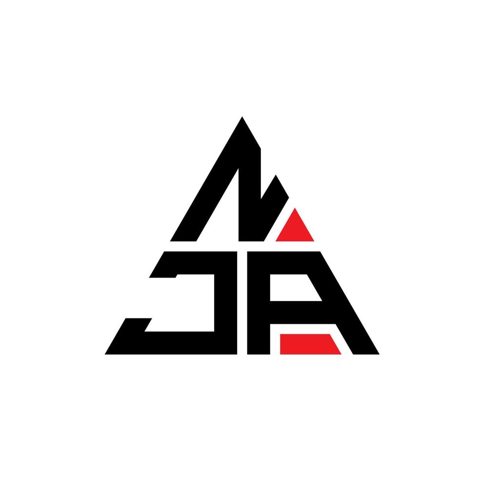 design de logotipo de carta triângulo nja com forma de triângulo. monograma de design de logotipo de triângulo nja. modelo de logotipo de vetor nja triângulo com cor vermelha. nja logotipo triangular logotipo simples, elegante e luxuoso.