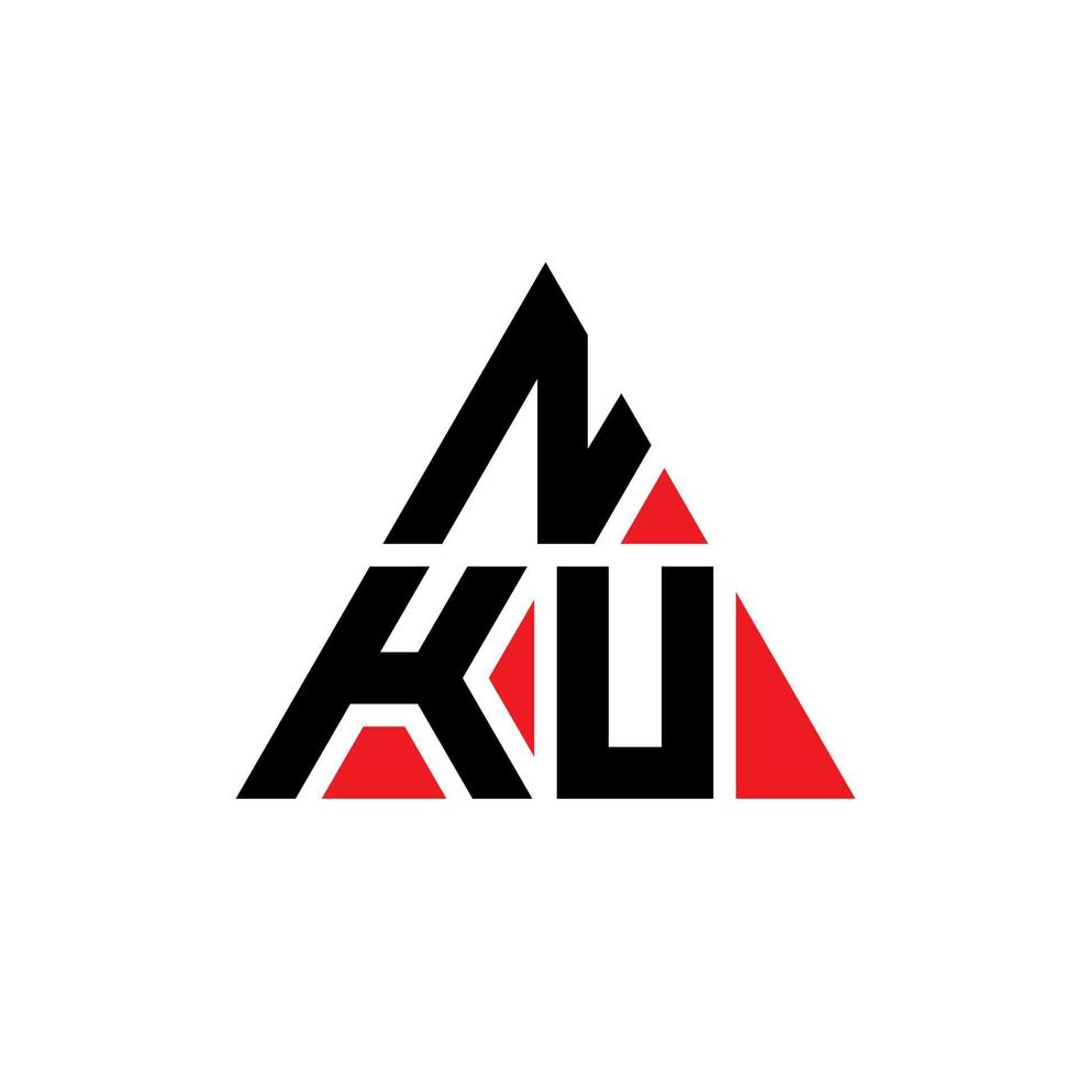 design de logotipo de letra de triângulo nku com forma de triângulo. monograma de design de logotipo de triângulo nku. modelo de logotipo de vetor de triângulo nku com cor vermelha. logotipo triangular nku logotipo simples, elegante e luxuoso.