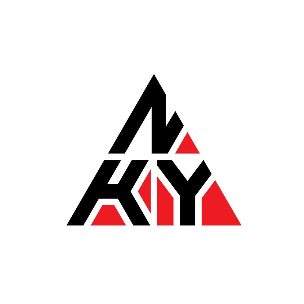 design de logotipo de carta de triângulo nky com forma de triângulo. monograma de design de logotipo de triângulo nky. modelo de logotipo de vetor de triângulo nky com cor vermelha. nky logotipo triangular logotipo simples, elegante e luxuoso.