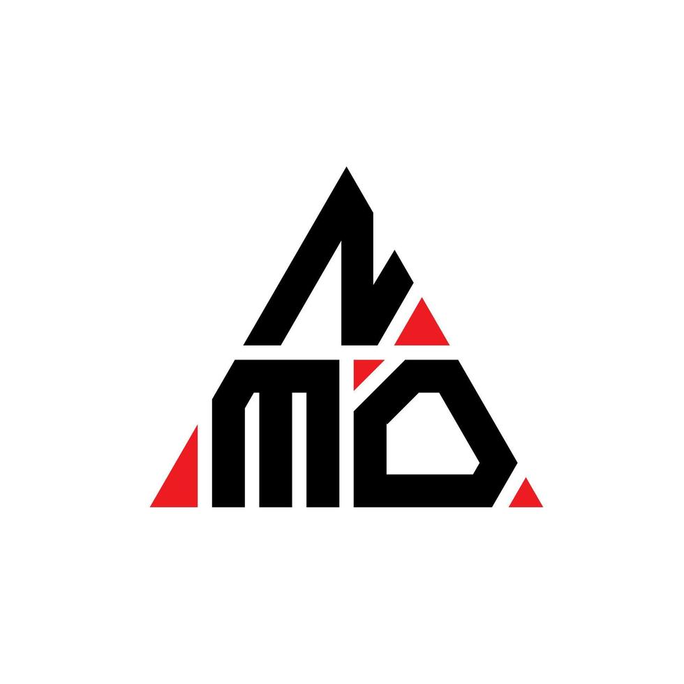 design de logotipo de letra de triângulo nmo com forma de triângulo. monograma de design de logotipo de triângulo nmo. modelo de logotipo de vetor de triângulo nmo com cor vermelha. logotipo triangular nmo logotipo simples, elegante e luxuoso.