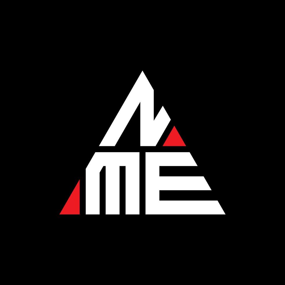 design de logotipo de letra triângulo nme com forma de triângulo. monograma de design de logotipo de triângulo nme. modelo de logotipo de vetor de triângulo nme com cor vermelha. logotipo triangular nme logotipo simples, elegante e luxuoso.