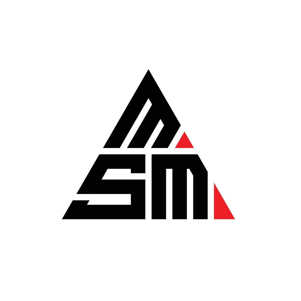 design de logotipo de letra de triângulo msm com forma de triângulo. monograma de design de logotipo de triângulo msm. modelo de logotipo de vetor de triângulo msm com cor vermelha. logotipo triangular msm logotipo simples, elegante e luxuoso.