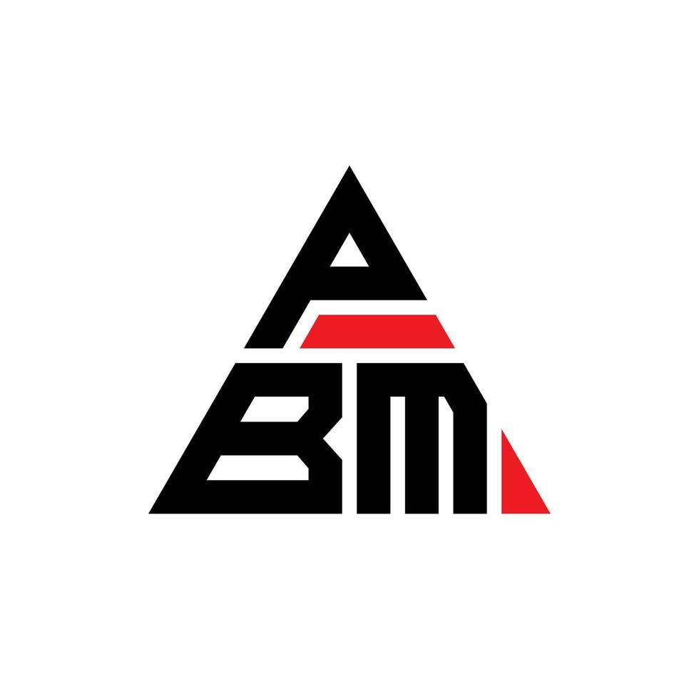 design de logotipo de letra de triângulo pbm com forma de triângulo. monograma de design de logotipo de triângulo pbm. modelo de logotipo de vetor de triângulo pbm com cor vermelha. logotipo triangular pbm logotipo simples, elegante e luxuoso.