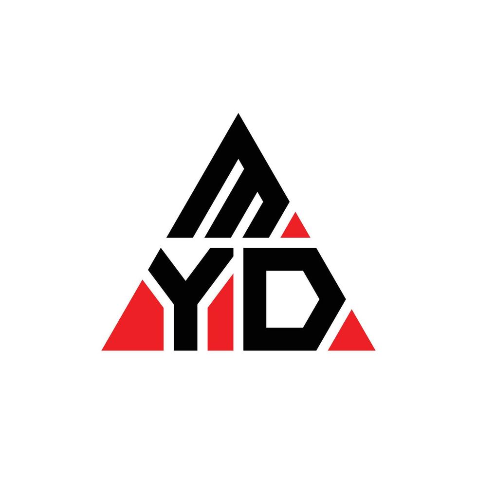 design de logotipo de letra de triângulo myd com forma de triângulo. monograma de design de logotipo de triângulo myd. modelo de logotipo de vetor de triângulo myd com cor vermelha. logotipo triangular myd logotipo simples, elegante e luxuoso.