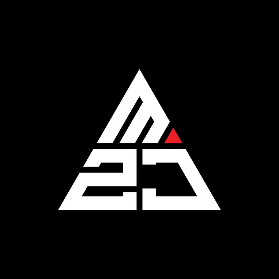 design de logotipo de letra de triângulo mzj com forma de triângulo. monograma de design de logotipo de triângulo mzj. modelo de logotipo de vetor de triângulo mzj com cor vermelha. logotipo triangular mzj logotipo simples, elegante e luxuoso.
