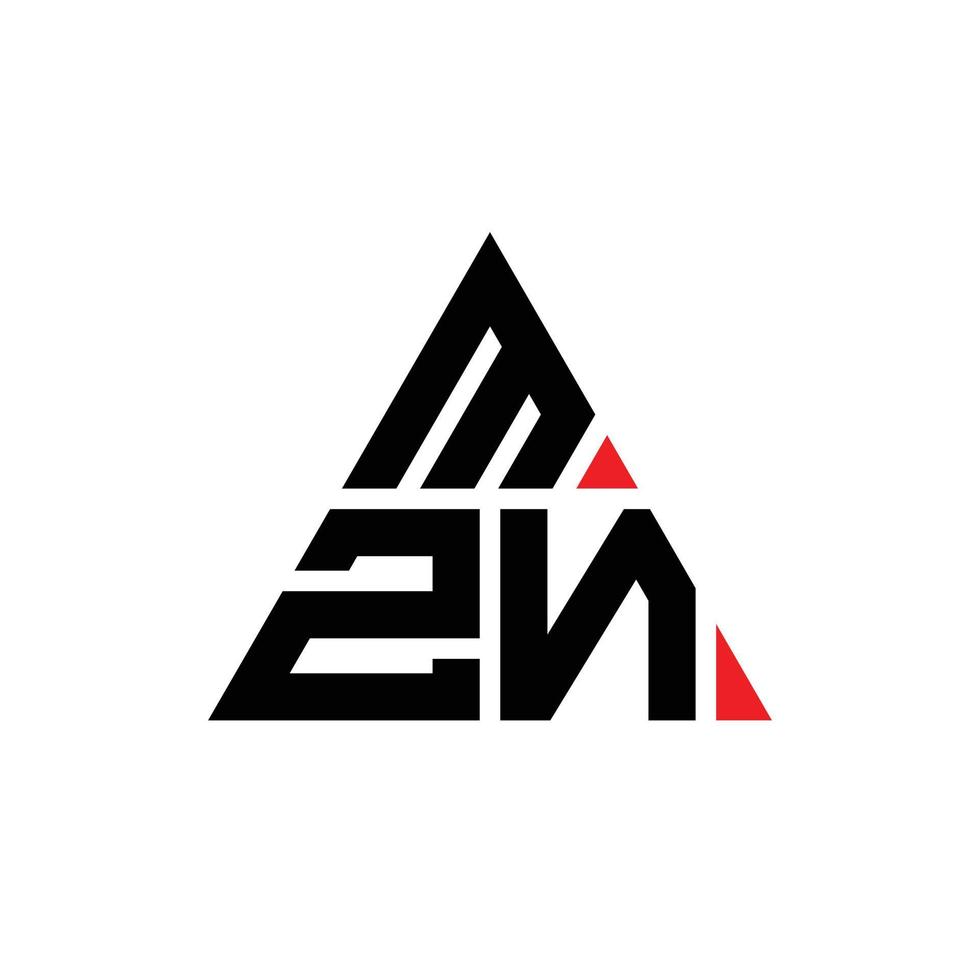 design de logotipo de letra de triângulo mzn com forma de triângulo. monograma de design de logotipo de triângulo mzn. modelo de logotipo de vetor mzn triângulo com cor vermelha. logotipo triangular mzn logotipo simples, elegante e luxuoso.