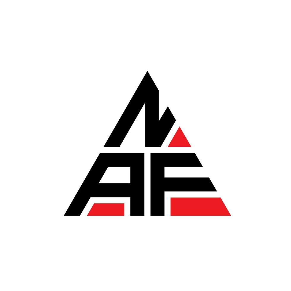 design de logotipo de letra triângulo naf com forma de triângulo. monograma de design de logotipo de triângulo naf. modelo de logotipo de vetor de triângulo naf com cor vermelha. logotipo triangular naf logotipo simples, elegante e luxuoso.