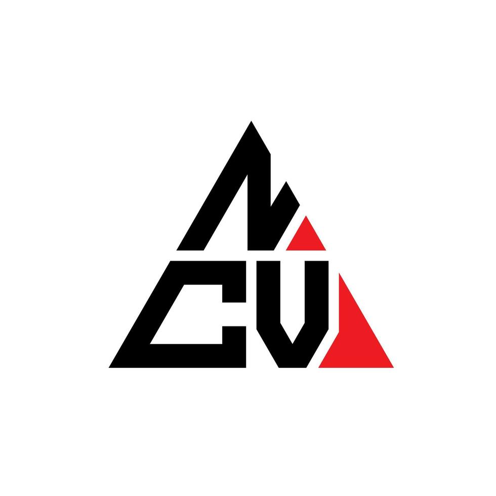 design de logotipo de letra de triângulo ncv com forma de triângulo. monograma de design de logotipo de triângulo ncv. modelo de logotipo de vetor de triângulo ncv com cor vermelha. logotipo triangular ncv logotipo simples, elegante e luxuoso.
