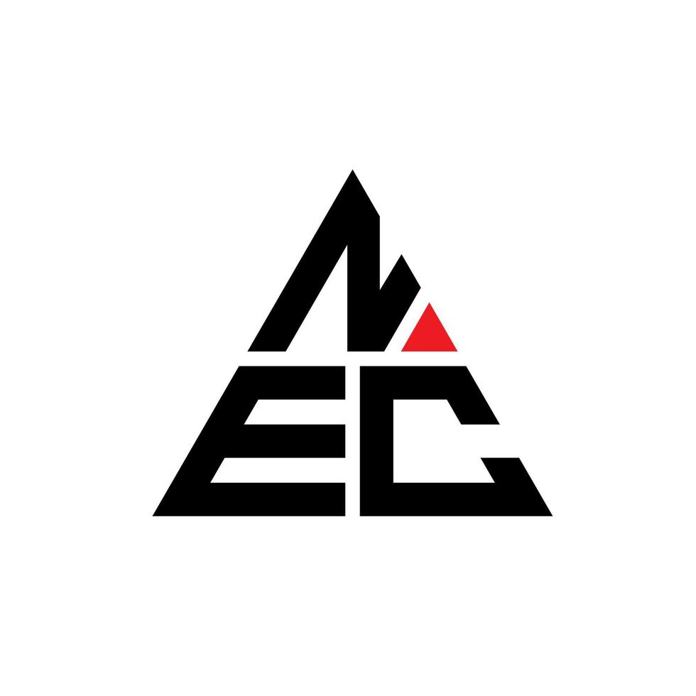 design de logotipo de letra de triângulo nec com forma de triângulo. monograma de design de logotipo de triângulo nec. modelo de logotipo de vetor de triângulo nec com cor vermelha. nec logotipo triangular simples, elegante e luxuoso.