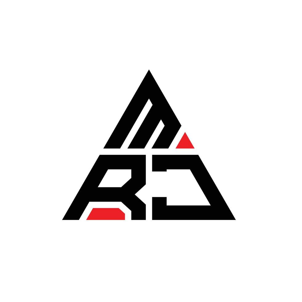 design de logotipo de letra de triângulo mrj com forma de triângulo. monograma de design de logotipo de triângulo mrj. modelo de logotipo de vetor mrj triângulo com cor vermelha. logotipo triangular mrj logotipo simples, elegante e luxuoso.