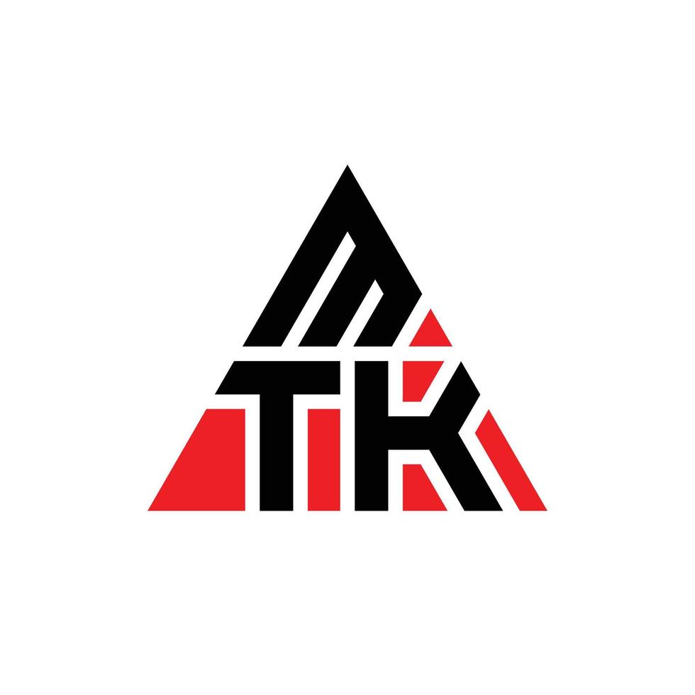 design de logotipo de letra de triângulo mtk com forma de triângulo. monograma de design de logotipo de triângulo mtk. modelo de logotipo de vetor de triângulo mtk com cor vermelha. logotipo triangular mtk logotipo simples, elegante e luxuoso.