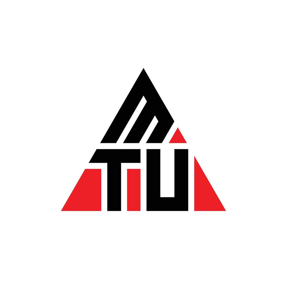 design de logotipo de letra de triângulo mtu com forma de triângulo. monograma de design de logotipo de triângulo mtu. modelo de logotipo de vetor de triângulo mtu com cor vermelha. logotipo triangular mtu logotipo simples, elegante e luxuoso.