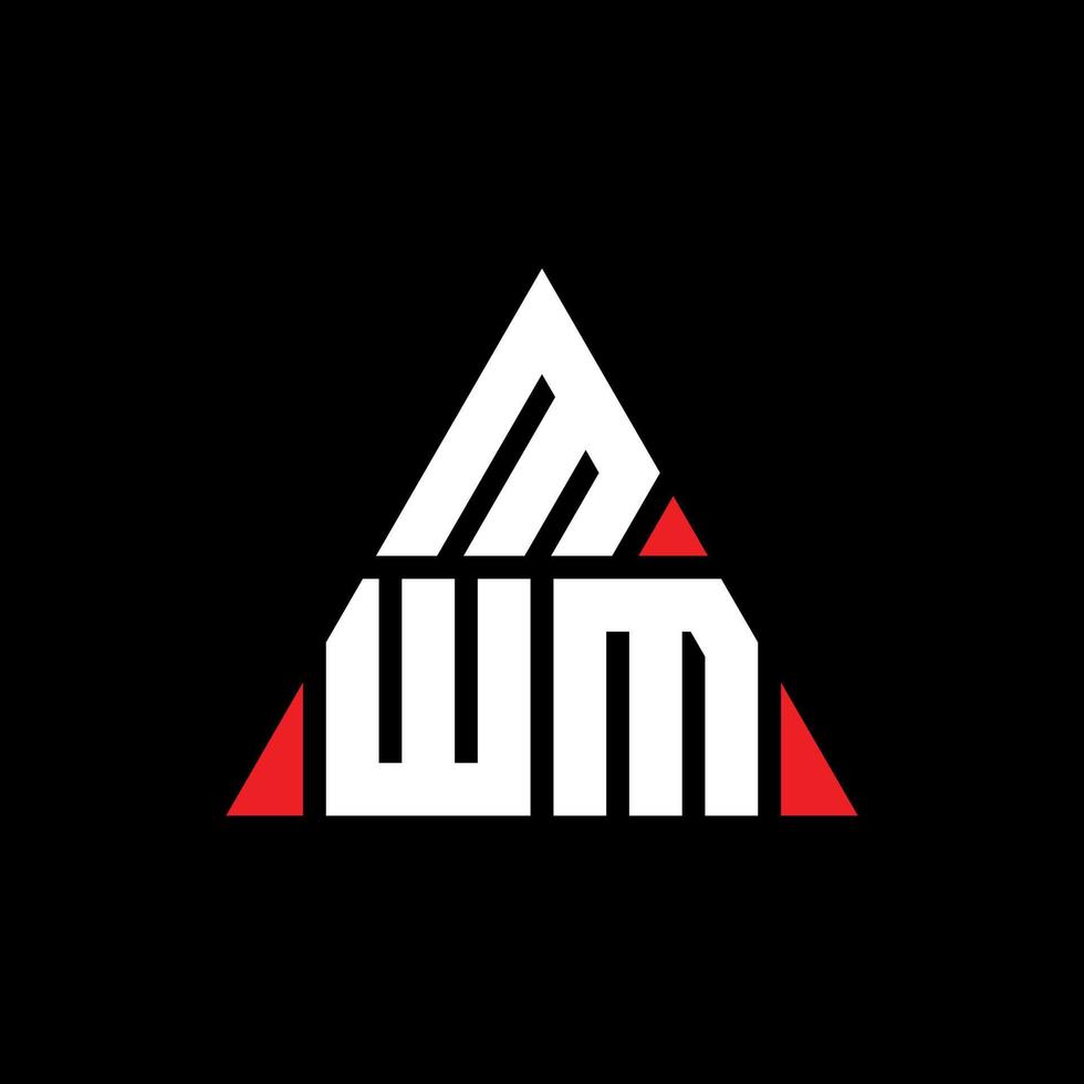 design de logotipo de letra de triângulo mwm com forma de triângulo. monograma de design de logotipo de triângulo mwm. modelo de logotipo de vetor de triângulo mwm com cor vermelha. logotipo triangular mwm logotipo simples, elegante e luxuoso.