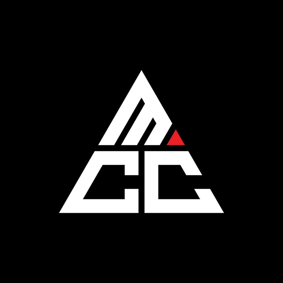 design de logotipo de letra triângulo mcc com forma de triângulo. monograma de design de logotipo de triângulo mcc. modelo de logotipo de vetor de triângulo mcc com cor vermelha. logotipo triangular mcc logotipo simples, elegante e luxuoso.