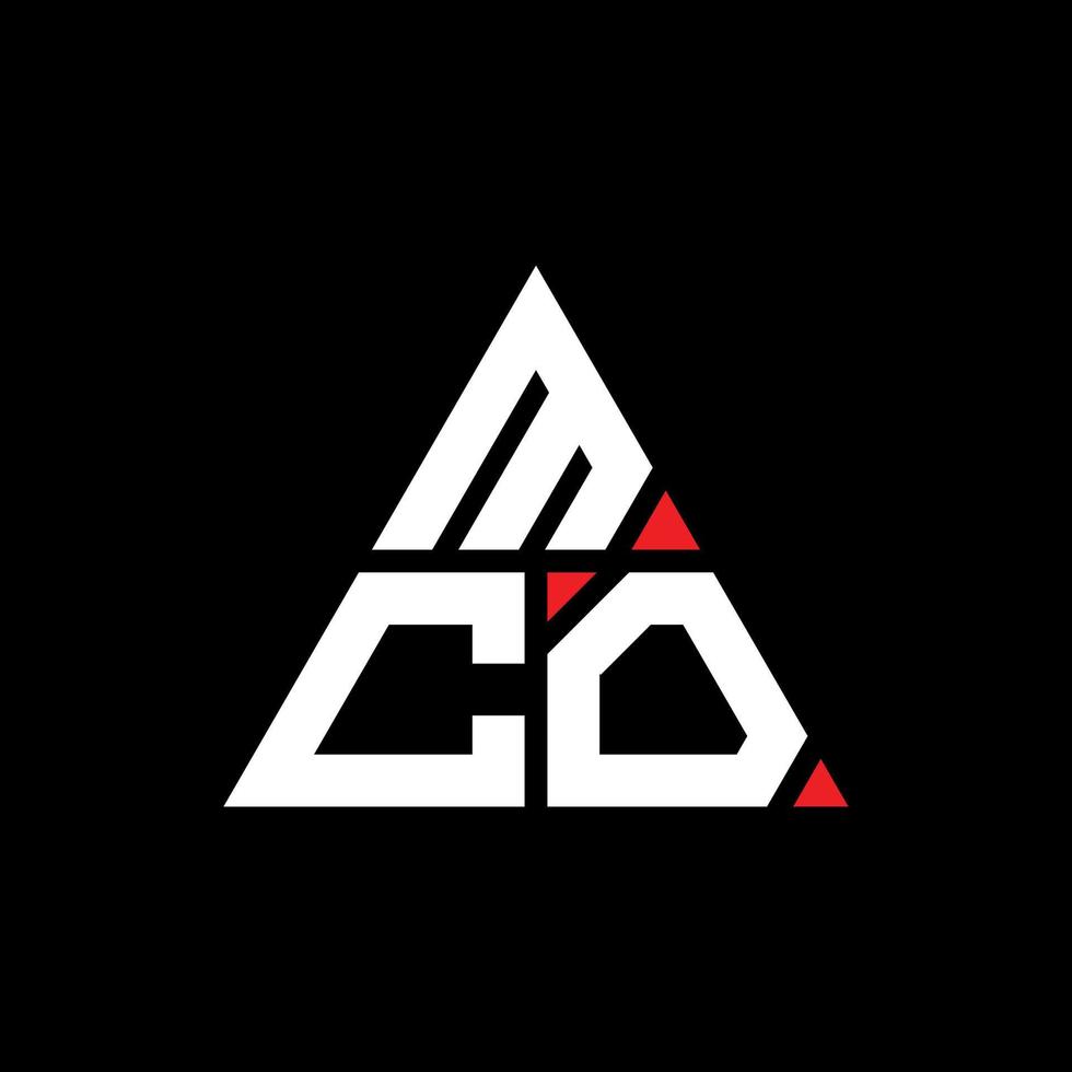 design de logotipo de letra de triângulo mco com forma de triângulo. monograma de design de logotipo de triângulo mco. modelo de logotipo de vetor de triângulo mco com cor vermelha. logotipo triangular mco logotipo simples, elegante e luxuoso.