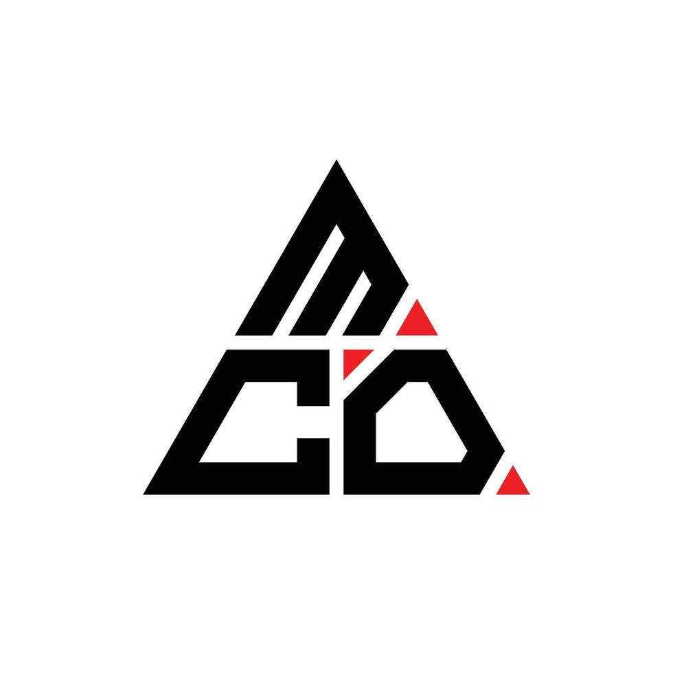 design de logotipo de letra de triângulo mco com forma de triângulo. monograma de design de logotipo de triângulo mco. modelo de logotipo de vetor de triângulo mco com cor vermelha. logotipo triangular mco logotipo simples, elegante e luxuoso.