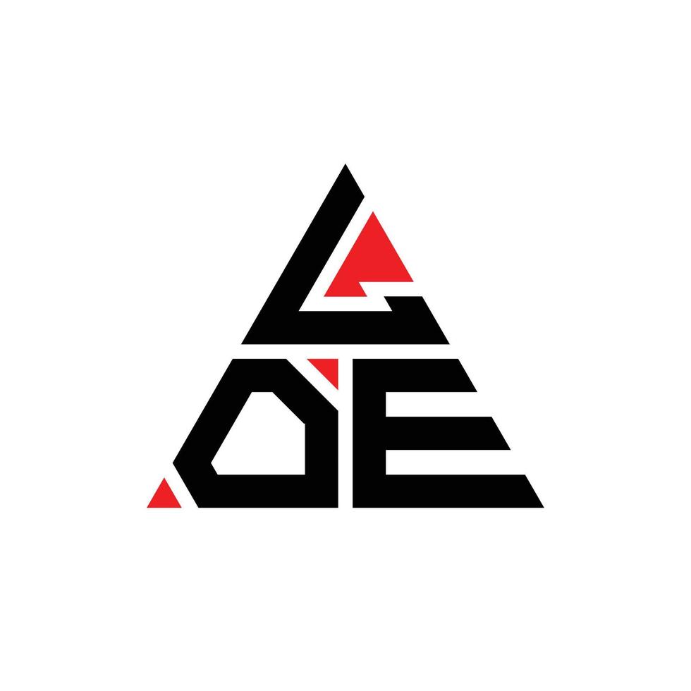 loe design de logotipo de letra de triângulo com forma de triângulo. monograma de design de logotipo de triângulo loe. modelo de logotipo de vetor de triângulo loe com cor vermelha. loe logotipo triangular logotipo simples, elegante e luxuoso.