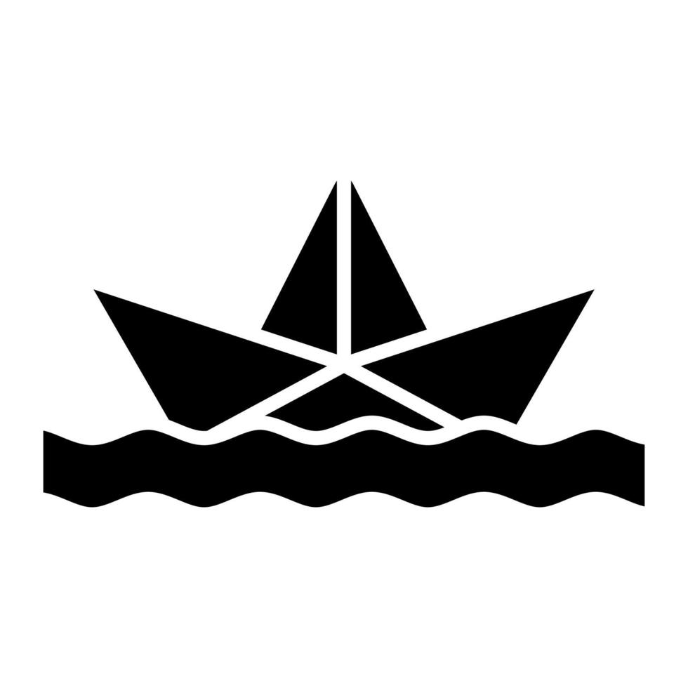 ícone de glifo de barco de papel vetor