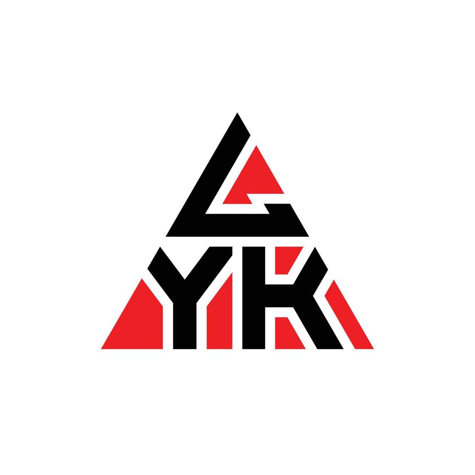 lyk design de logotipo de letra de triângulo com forma de triângulo. monograma de design de logotipo de triângulo lyk. modelo de logotipo de vetor de triângulo lyk com cor vermelha. lyk logotipo triangular logotipo simples, elegante e luxuoso.