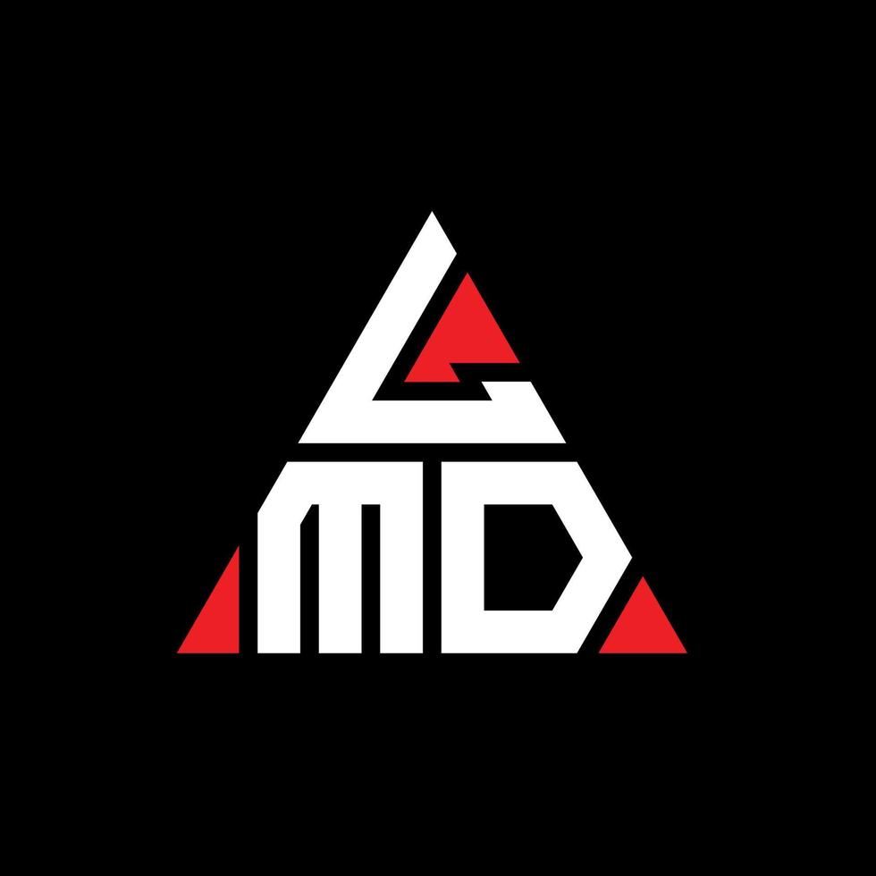 design de logotipo de letra triângulo lmd com forma de triângulo. monograma de design de logotipo de triângulo lmd. modelo de logotipo de vetor lmd triângulo com cor vermelha. logotipo triangular lmd logotipo simples, elegante e luxuoso.