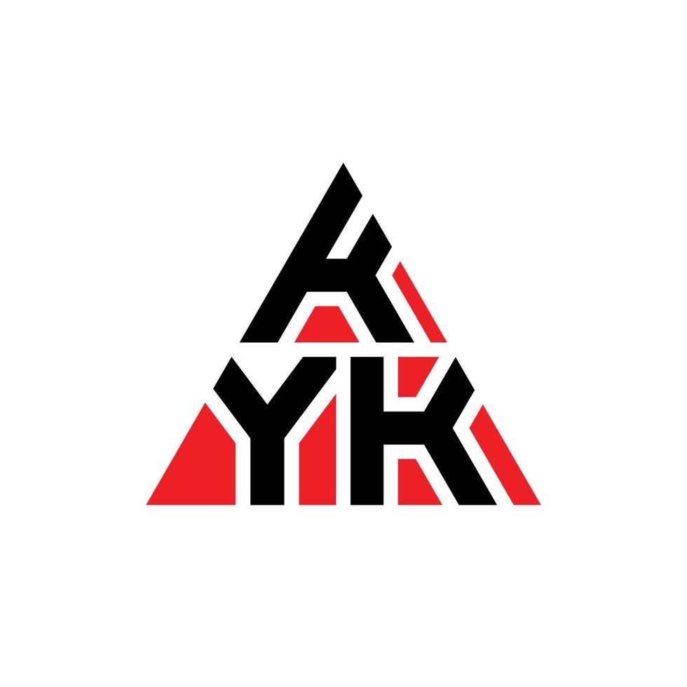 design de logotipo de letra de triângulo kyk com forma de triângulo. monograma de design de logotipo de triângulo kyk. modelo de logotipo de vetor de triângulo kyk com cor vermelha. logotipo triangular kyk logotipo simples, elegante e luxuoso.