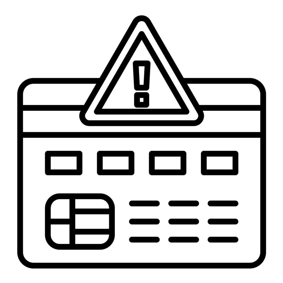 ícone de linha de alerta de cartão de crédito vetor