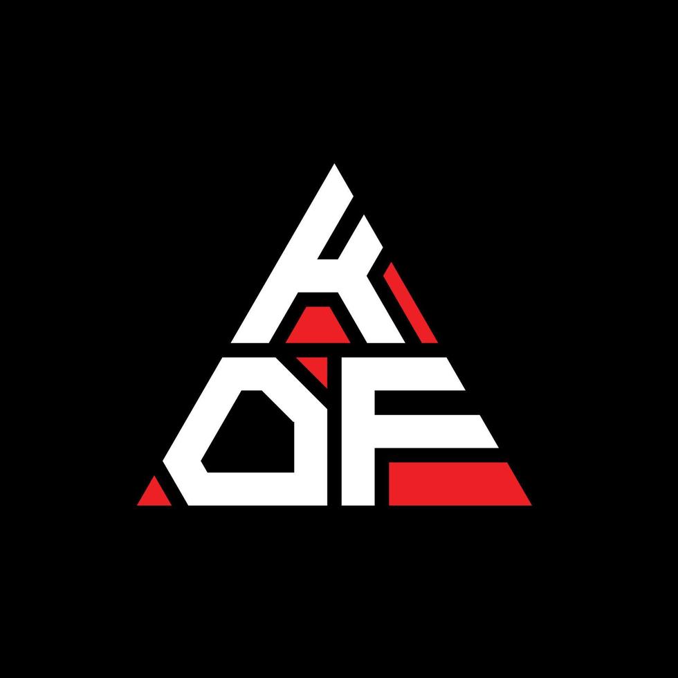 kof design de logotipo de letra triângulo com forma de triângulo. monograma de design de logotipo de triângulo kof. modelo de logotipo de vetor kof triângulo com cor vermelha. logotipo triangular kof logotipo simples, elegante e luxuoso.