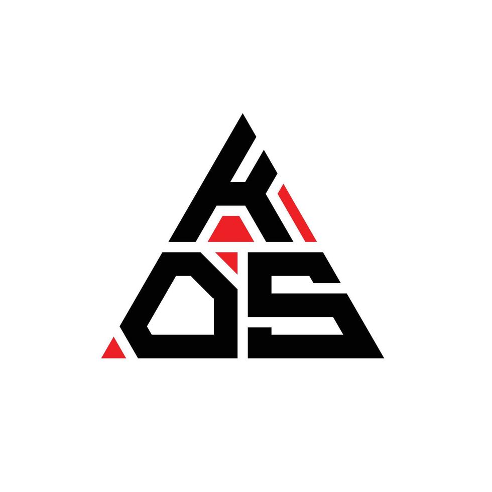 design de logotipo de letra triângulo kos com forma de triângulo. monograma de design de logotipo de triângulo kos. modelo de logotipo de vetor triângulo kos com cor vermelha. logotipo triangular kos logotipo simples, elegante e luxuoso.