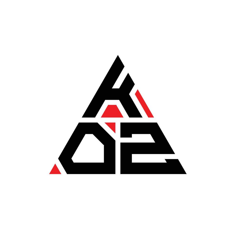 design de logotipo de letra triângulo koz com forma de triângulo. koz triângulo logotipo design monograma. modelo de logotipo de vetor de triângulo koz com cor vermelha. koz logotipo triangular logotipo simples, elegante e luxuoso.