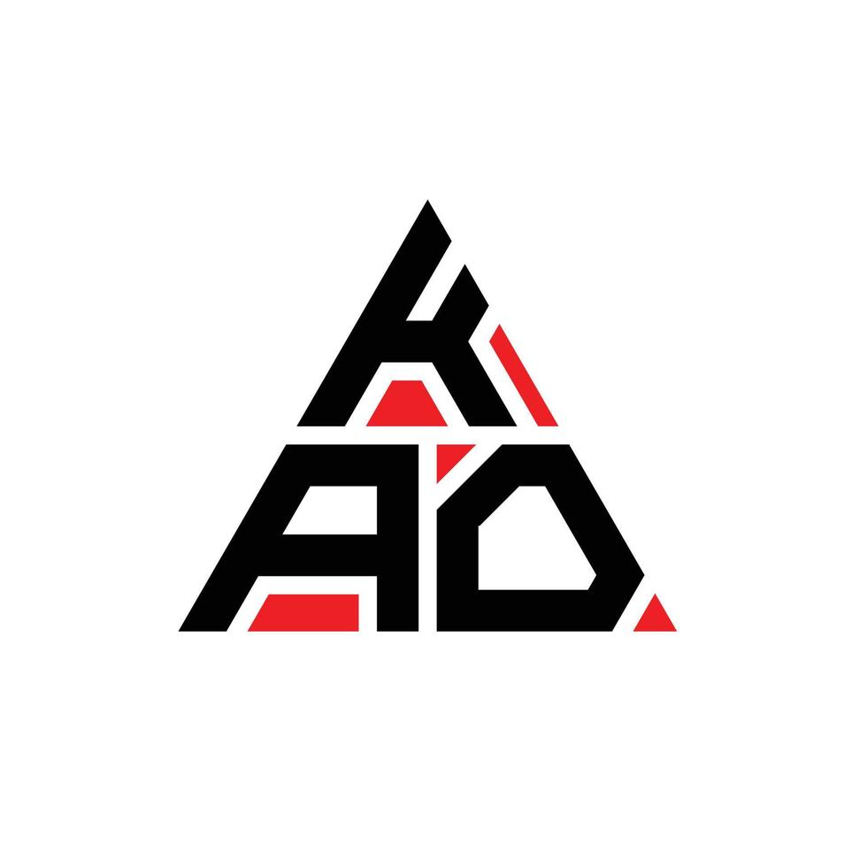 design de logotipo de letra triângulo kao com forma de triângulo. monograma de design de logotipo de triângulo kao. modelo de logotipo de vetor de triângulo kao com cor vermelha. logotipo triangular kao logotipo simples, elegante e luxuoso.