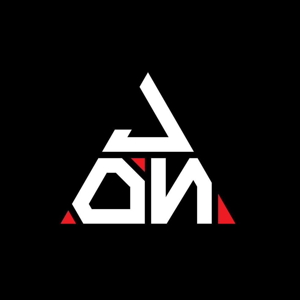 design de logotipo de carta triângulo jon com forma de triângulo. monograma de design de logotipo de triângulo jon. modelo de logotipo de vetor de triângulo jon com cor vermelha. jon triangular logo logotipo simples, elegante e luxuoso.