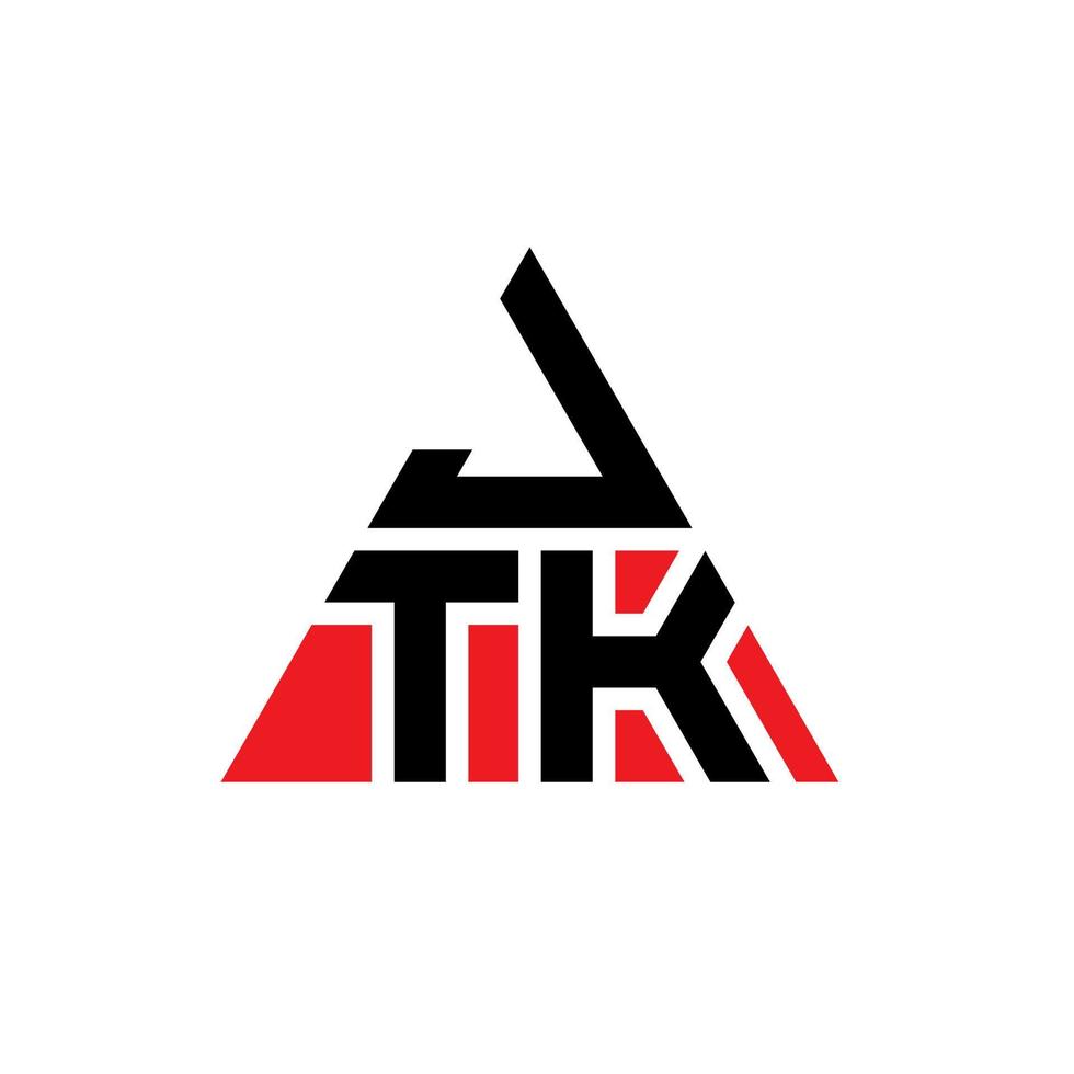 design de logotipo de letra de triângulo jtk com forma de triângulo. monograma de design de logotipo de triângulo jtk. modelo de logotipo de vetor jtk triângulo com cor vermelha. logotipo triangular jtk logotipo simples, elegante e luxuoso.