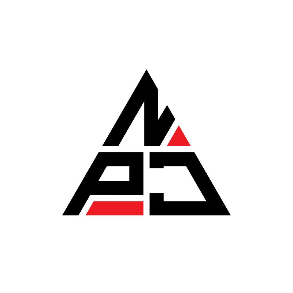 design de logotipo de letra de triângulo npj com forma de triângulo. monograma de design de logotipo de triângulo npj. modelo de logotipo de vetor de triângulo npj com cor vermelha. npj logotipo triangular logotipo simples, elegante e luxuoso.
