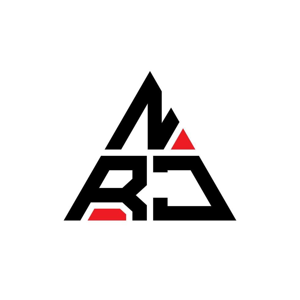 design de logotipo de letra de triângulo nrj com forma de triângulo. monograma de design de logotipo de triângulo nrj. modelo de logotipo de vetor de triângulo nrj com cor vermelha. nrj logotipo triangular logotipo simples, elegante e luxuoso.