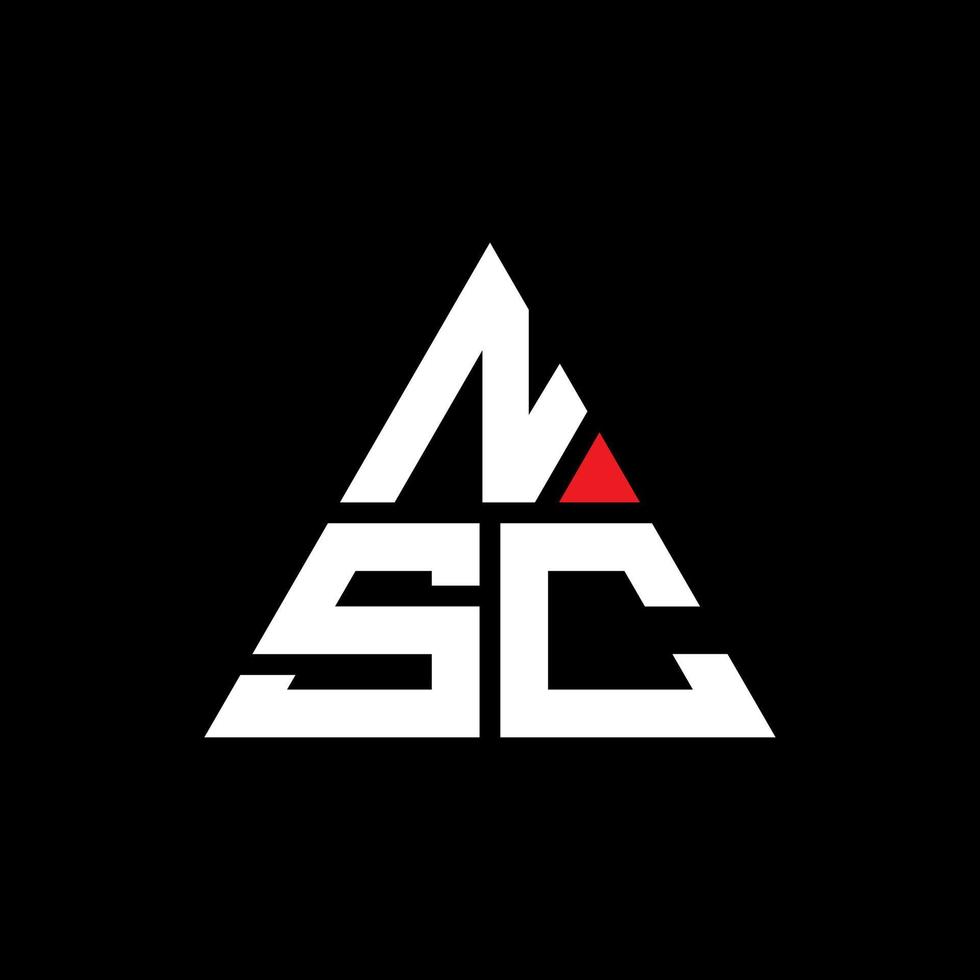 design de logotipo de letra triângulo nsc com forma de triângulo. monograma de design de logotipo de triângulo nsc. modelo de logotipo de vetor de triângulo nsc com cor vermelha. logotipo triangular nsc logotipo simples, elegante e luxuoso.