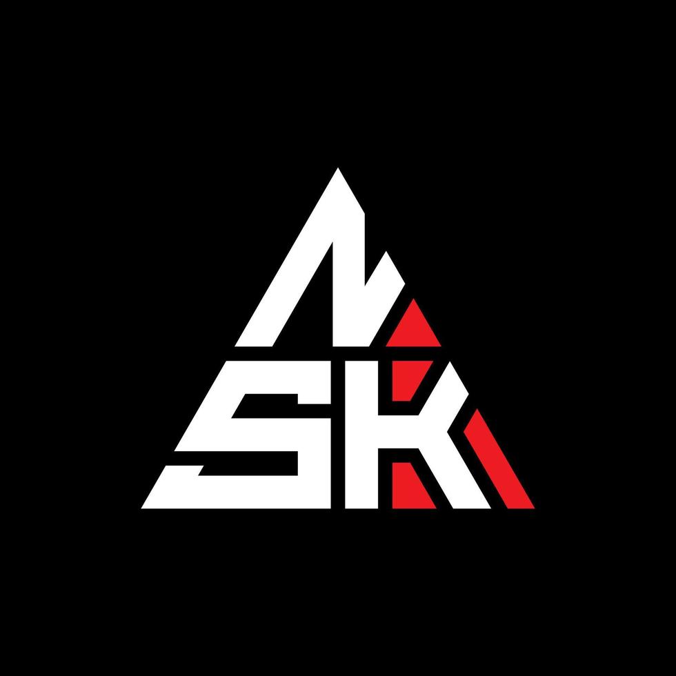 design de logotipo de letra de triângulo nsk com forma de triângulo. monograma de design de logotipo de triângulo nsk. modelo de logotipo de vetor de triângulo nsk com cor vermelha. logotipo triangular nsk logotipo simples, elegante e luxuoso.