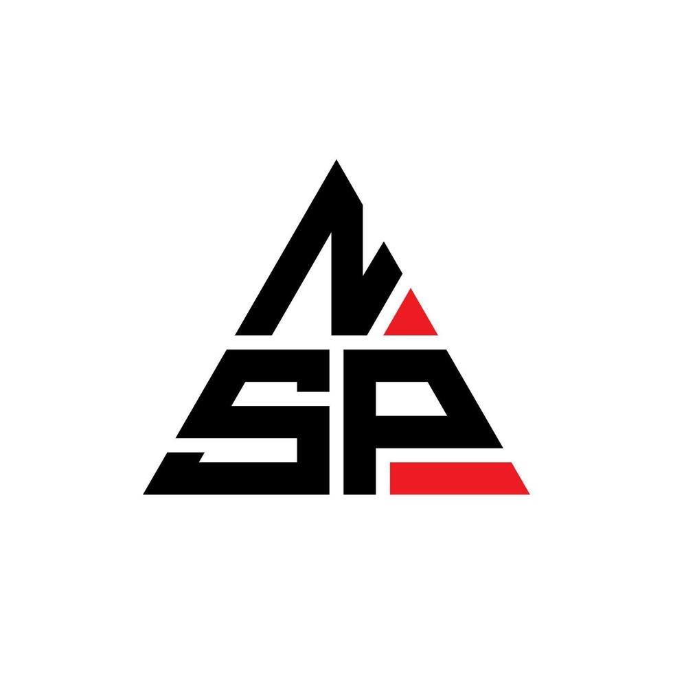 design de logotipo de letra de triângulo nsp com forma de triângulo. monograma de design de logotipo de triângulo nsp. modelo de logotipo de vetor de triângulo nsp com cor vermelha. logotipo triangular nsp logotipo simples, elegante e luxuoso.