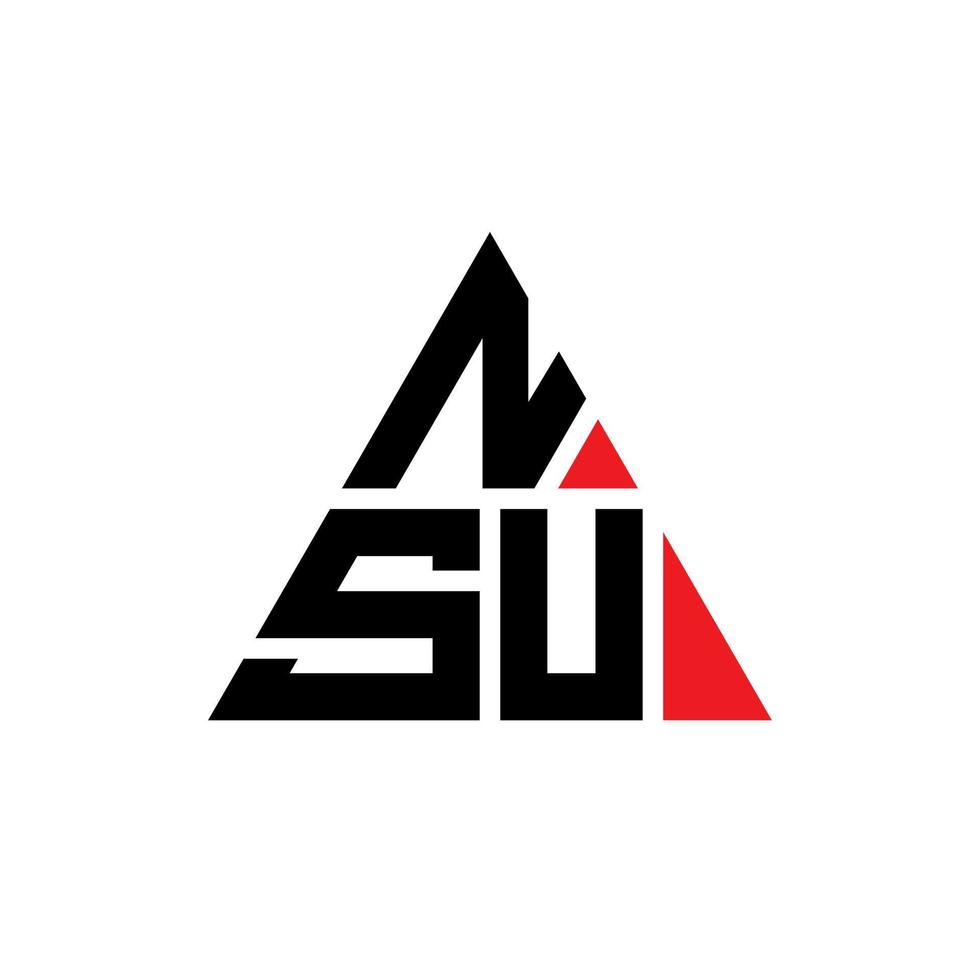 design de logotipo de letra de triângulo nsu com forma de triângulo. monograma de design de logotipo de triângulo nsu. modelo de logotipo de vetor de triângulo nsu com cor vermelha. logotipo triangular nsu logotipo simples, elegante e luxuoso.